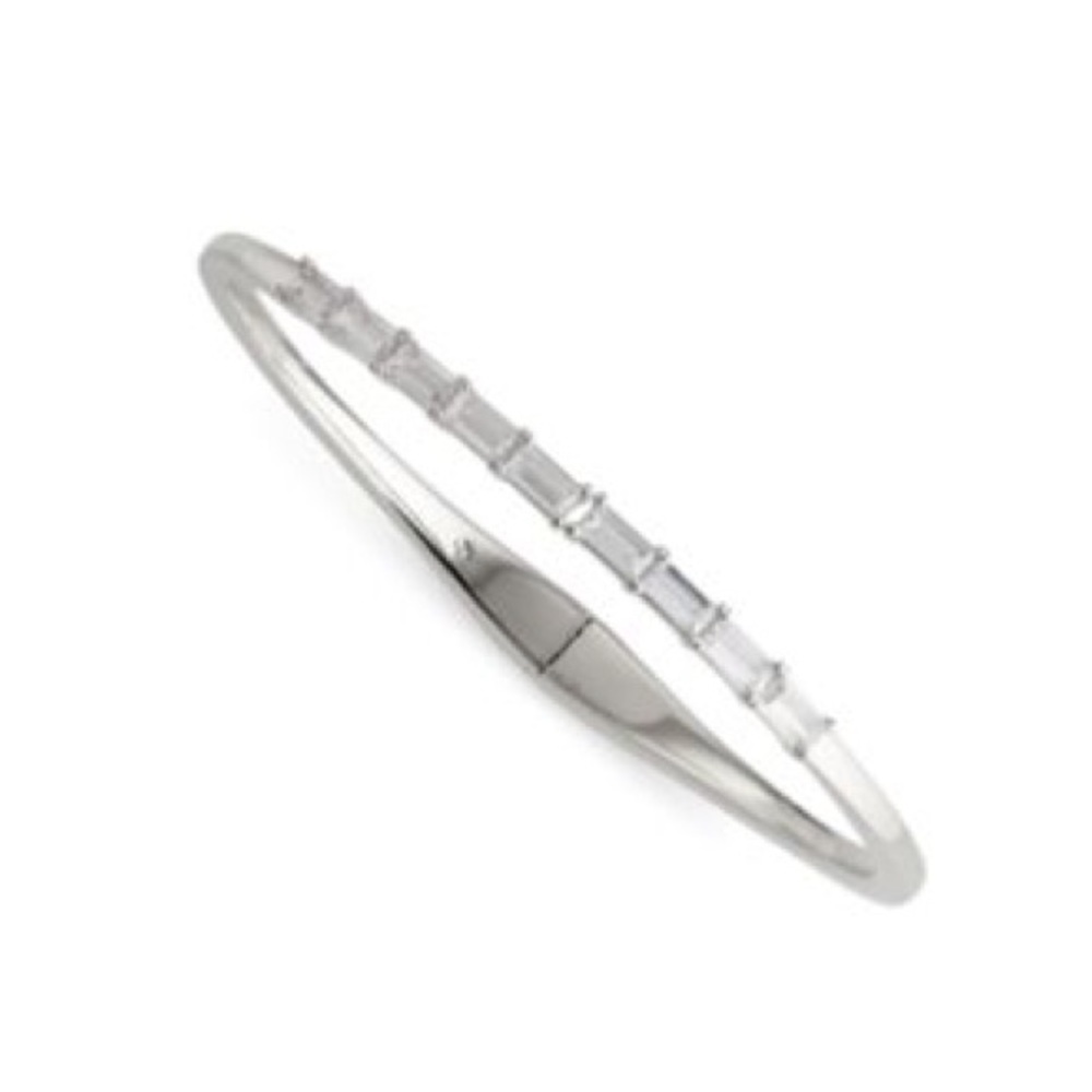 Eliot Danori Elegant Nine-Stone Cubic Zirconia Baguette Hinge Bracelet Silver